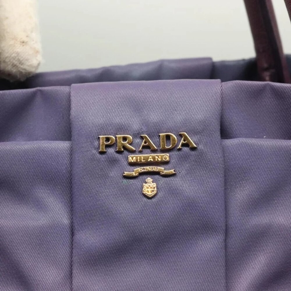 PRADA Hand Bag Nylon 2way Purple Gold Auth - Picture 11 of 16